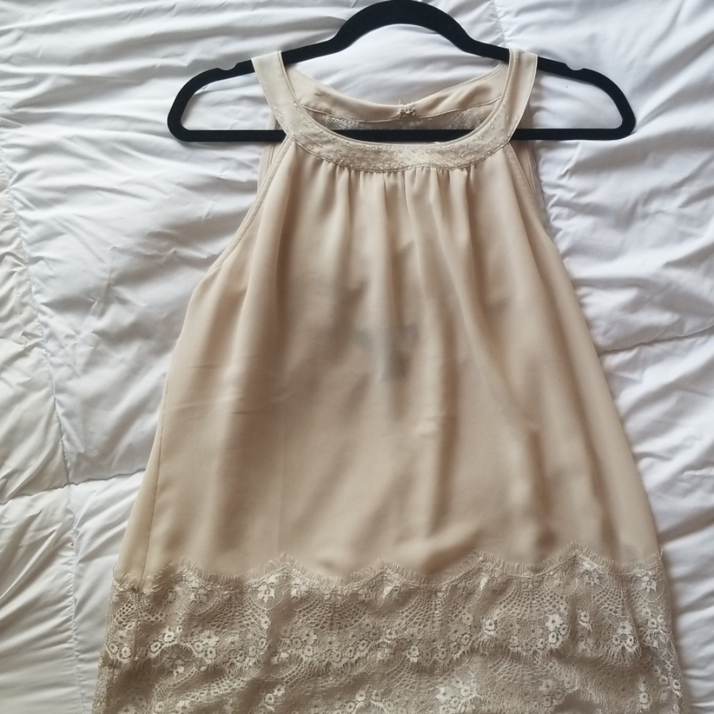 Delicate  Lace Cream Top with Beading.